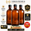 Kit 3 Growler Garrafa Vidro 1 Litro Âmbar Tampa E Batoque Alta Resistência Reutilizável