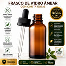 Frasco Vidro Âmbar 50ml Conta Gotas Gotejador Premium Reutilizável Tampa Rosca